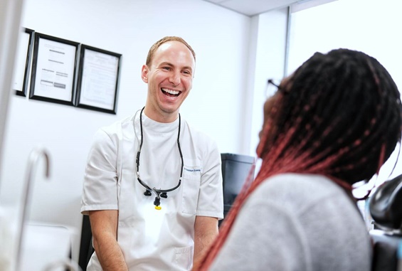 Dentist smiling